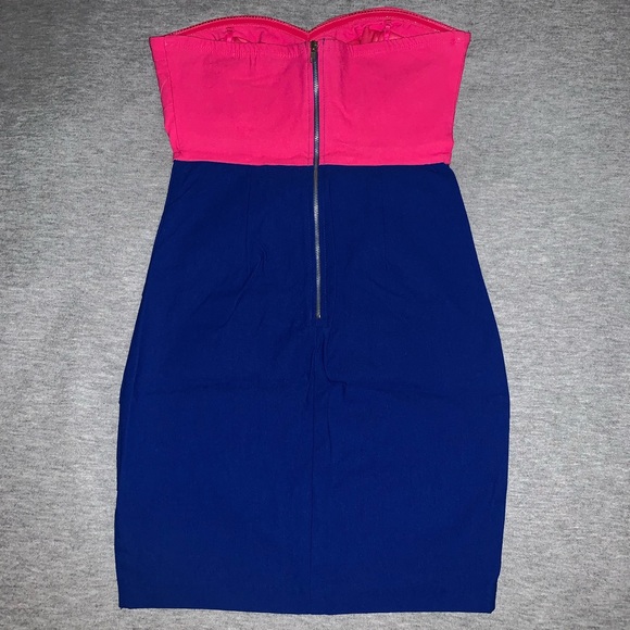 F21 | Strapless Pink/Blue Tube Dress - Small - Picture 3 of 3